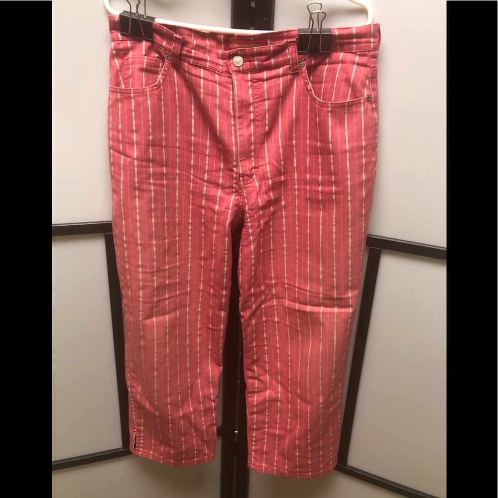 Cropped Salmon Pinstripe Pants